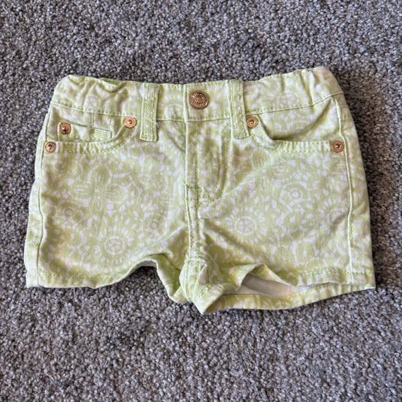 7 for all man kind shorts girls 2T green white floral printed pattern summer - Picture 1 of 11